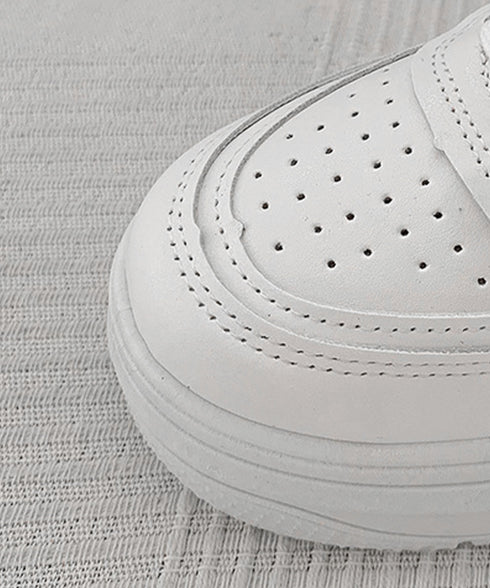 韓国風厚底スニーカーレディース白シューズ 美脚脚長 ベーシック レースアップスニーカー 歩きやすい カジュアル靴痛くない ボリュームソール 通気性 履きやすいくつ 90JIANLONG-008