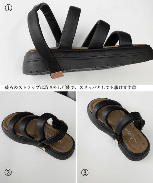 ストラップサンダル 韓国風 厚底サンダル 歩きやすい 2WAYサンダル コンフォートサンダル カジュアルサマーサンダル 美脚脚長疲れない 軽量シューズ お洒落夏靴 90JIANLONG-009