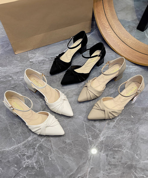 ツイストパンプス アンクルストラップ美脚 レディース 韓国風 チャンキーヒールパンプス きれいめシューズ 太ヒール痛くないパンプス オフィスカジュアル靴 疲れない 90JIANLONG-014