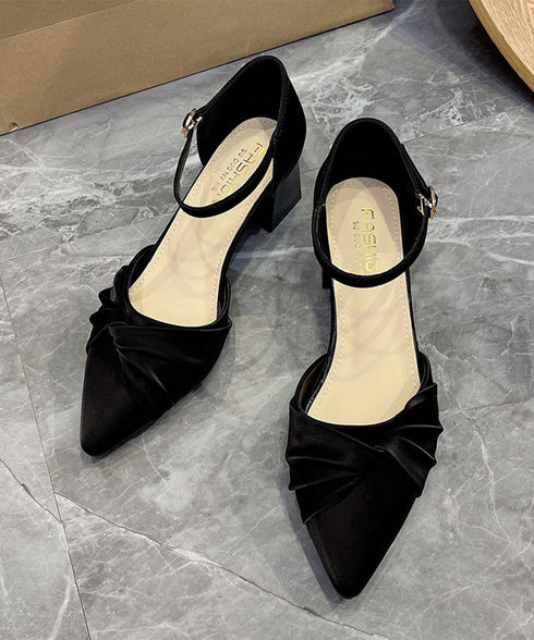 ツイストパンプス アンクルストラップ美脚 レディース 韓国風 チャンキーヒールパンプス きれいめシューズ 太ヒール痛くないパンプス オフィスカジュアル靴 疲れない 90JIANLONG-014