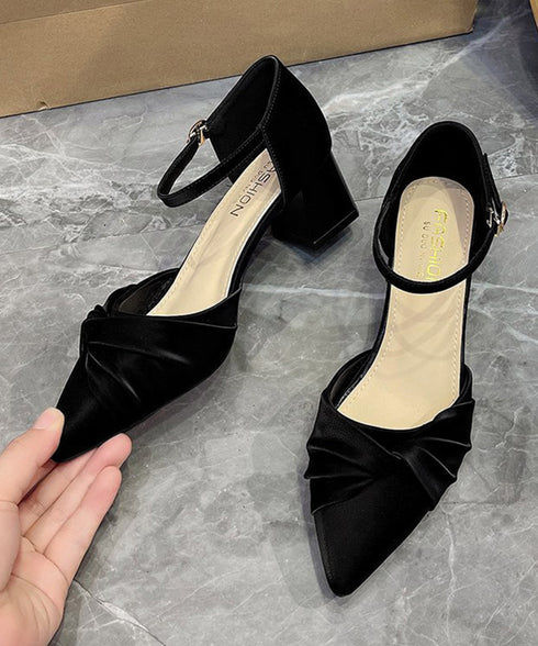 ツイストパンプス アンクルストラップ美脚 レディース 韓国風 チャンキーヒールパンプス きれいめシューズ 太ヒール痛くないパンプス オフィスカジュアル靴 疲れない 90JIANLONG-014