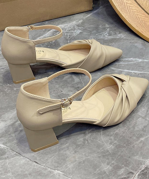 ツイストパンプス アンクルストラップ美脚 レディース 韓国風 チャンキーヒールパンプス きれいめシューズ 太ヒール痛くないパンプス オフィスカジュアル靴 疲れない 90JIANLONG-014