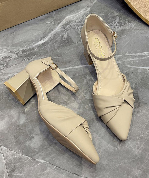 ツイストパンプス アンクルストラップ美脚 レディース 韓国風 チャンキーヒールパンプス きれいめシューズ 太ヒール痛くないパンプス オフィスカジュアル靴 疲れない 90JIANLONG-014