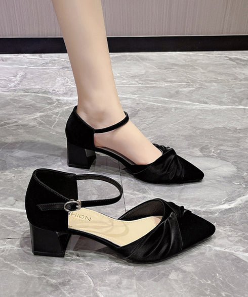 ツイストパンプス アンクルストラップ美脚 レディース 韓国風 チャンキーヒールパンプス きれいめシューズ 太ヒール痛くないパンプス オフィスカジュアル靴 疲れない 90JIANLONG-014
