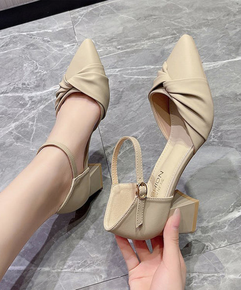 ツイストパンプス アンクルストラップ美脚 レディース 韓国風 チャンキーヒールパンプス きれいめシューズ 太ヒール痛くないパンプス オフィスカジュアル靴 疲れない 90JIANLONG-014