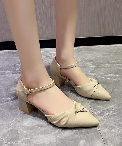 ツイストパンプス アンクルストラップ美脚 レディース 韓国風 チャンキーヒールパンプス きれいめシューズ 太ヒール痛くないパンプス オフィスカジュアル靴 疲れない 90JIANLONG-014