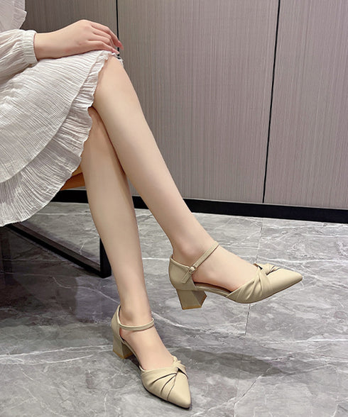 ツイストパンプス アンクルストラップ美脚 レディース 韓国風 チャンキーヒールパンプス きれいめシューズ 太ヒール痛くないパンプス オフィスカジュアル靴 疲れない 90JIANLONG-014