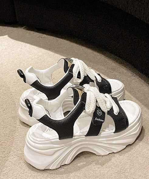 レースアップスニーカーサンダル厚底靴美脚 厚底スポーツサンダル レディース オープントゥ コンフォートサンダル カジュアル靴歩きやすい スポーティー ボリューム感 90JIANLONG-017