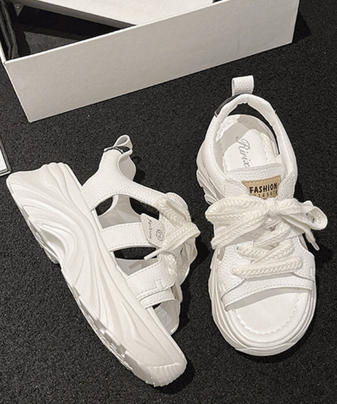 レースアップスニーカーサンダル厚底靴美脚 厚底スポーツサンダル レディース オープントゥ コンフォートサンダル カジュアル靴歩きやすい スポーティー ボリューム感 90JIANLONG-017