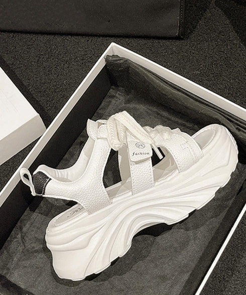 レースアップスニーカーサンダル厚底靴美脚 厚底スポーツサンダル レディース オープントゥ コンフォートサンダル カジュアル靴歩きやすい スポーティー ボリューム感 90JIANLONG-017