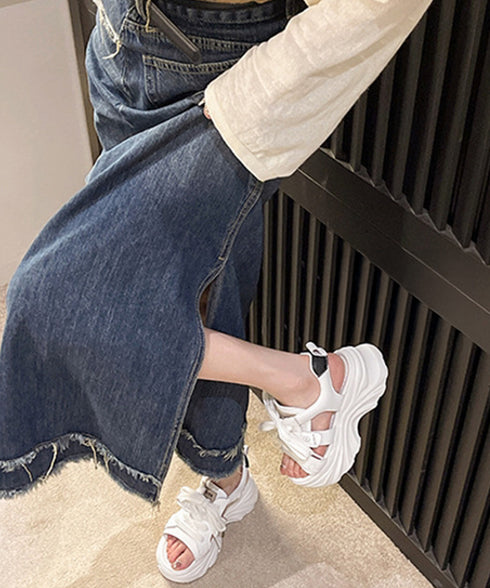 レースアップスニーカーサンダル厚底靴美脚 厚底スポーツサンダル レディース オープントゥ コンフォートサンダル カジュアル靴歩きやすい スポーティー ボリューム感 90JIANLONG-017