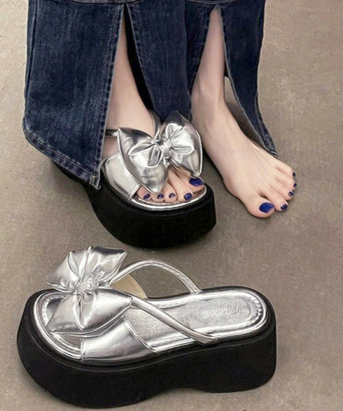 リボンサンダルレディース厚底サンダル夏靴 メタリック プラットフォームサンダル 歩きやすいコンフォートサンダル 可愛いガーリー靴 韓国風 ミュールサンダル大人美脚 90JIANLONG-018