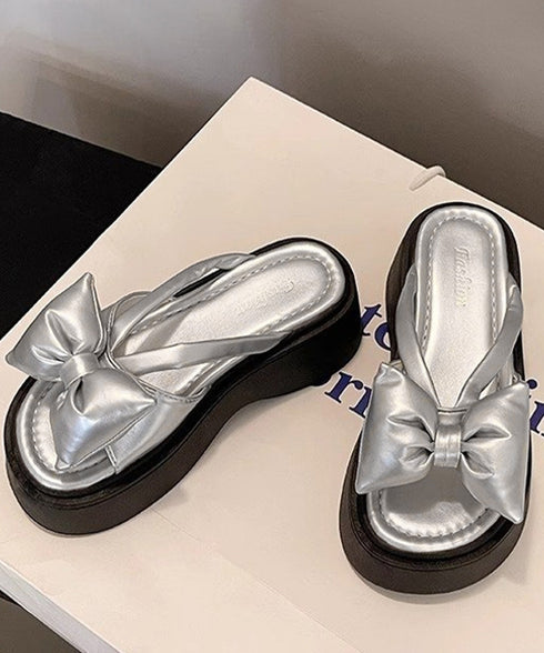 リボンサンダルレディース厚底サンダル夏靴 メタリック プラットフォームサンダル 歩きやすいコンフォートサンダル 可愛いガーリー靴 韓国風 ミュールサンダル大人美脚 90JIANLONG-018