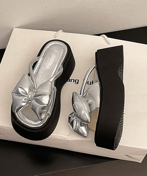 リボンサンダルレディース厚底サンダル夏靴 メタリック プラットフォームサンダル 歩きやすいコンフォートサンダル 可愛いガーリー靴 韓国風 ミュールサンダル大人美脚 90JIANLONG-018