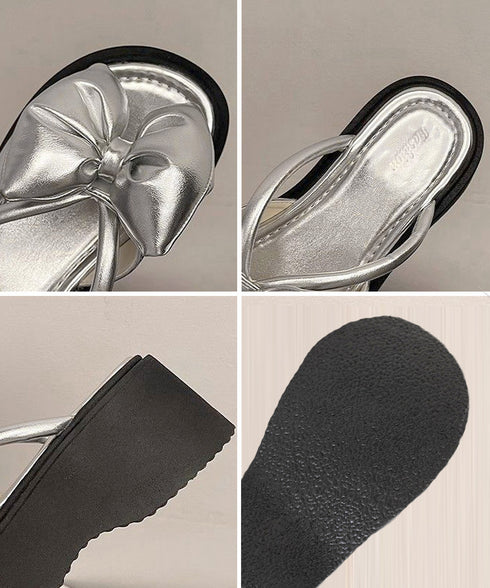 リボンサンダルレディース厚底サンダル夏靴 メタリック プラットフォームサンダル 歩きやすいコンフォートサンダル 可愛いガーリー靴 韓国風 ミュールサンダル大人美脚 90JIANLONG-018