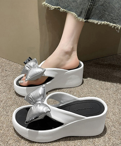 トングサンダル リボン付きビーチサンダル レディース 軽量 厚底サンダル おしゃれ プラットフォームサンダル 歩きやすい サマーサンダル 大人可愛い リゾートくつ 90JIANLONG-019