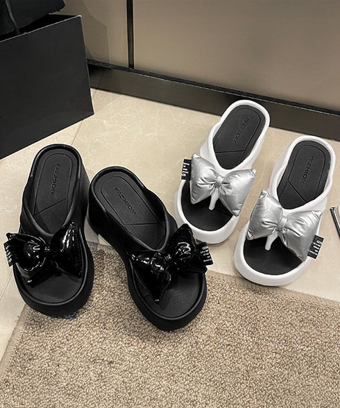 トングサンダル リボン付きビーチサンダル レディース 軽量 厚底サンダル おしゃれ プラットフォームサンダル 歩きやすい サマーサンダル 大人可愛い リゾートくつ 90JIANLONG-019