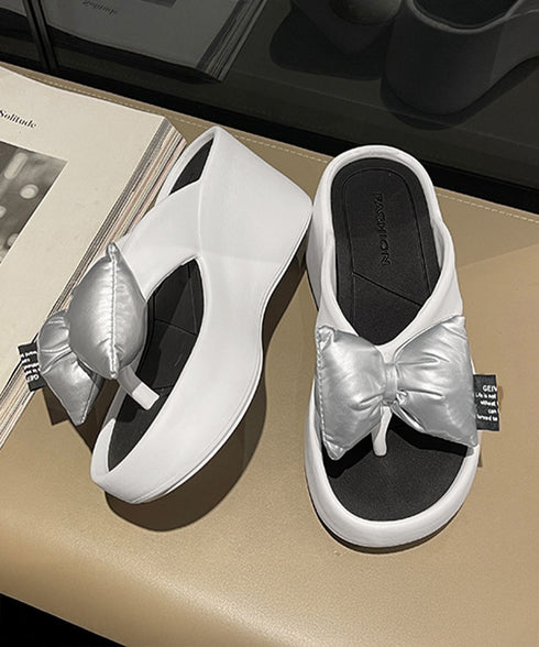 トングサンダル リボン付きビーチサンダル レディース 軽量 厚底サンダル おしゃれ プラットフォームサンダル 歩きやすい サマーサンダル 大人可愛い リゾートくつ 90JIANLONG-019