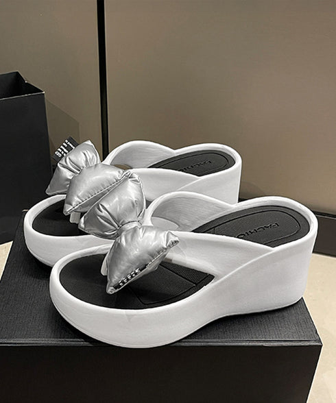トングサンダル リボン付きビーチサンダル レディース 軽量 厚底サンダル おしゃれ プラットフォームサンダル 歩きやすい サマーサンダル 大人可愛い リゾートくつ 90JIANLONG-019