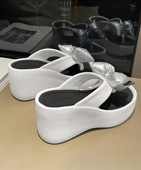 トングサンダル リボン付きビーチサンダル レディース 軽量 厚底サンダル おしゃれ プラットフォームサンダル 歩きやすい サマーサンダル 大人可愛い リゾートくつ 90JIANLONG-019