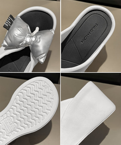 トングサンダル リボン付きビーチサンダル レディース 軽量 厚底サンダル おしゃれ プラットフォームサンダル 歩きやすい サマーサンダル 大人可愛い リゾートくつ 90JIANLONG-019