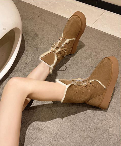 ボアムートンブーツ裏起毛 厚底ブーツ冬靴 レディース 歩きやすいブーツ 疲れない レースアップブーツカジュアル 編み上げミドルブーツ2way 暖かいショートブーツ 90JIANLONG-020