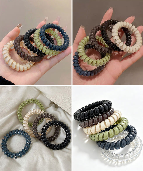 透明感クリアカラーヘアゴム6色セット大人 跡がつかない ヘアゴムお得セット まとめ髪 スプリングゴム コイルヘアゴム おしゃれヘアアレンジ からまない ヘアアクセ 90JIES-001