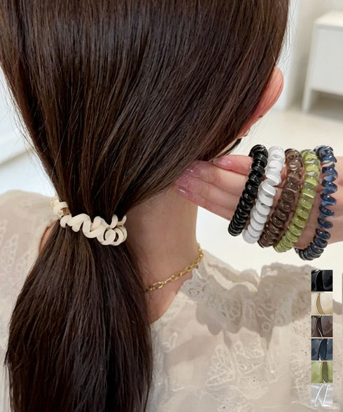 透明感クリアカラーヘアゴム6色セット大人 跡がつかない ヘアゴムお得セット まとめ髪 スプリングゴム コイルヘアゴム おしゃれヘアアレンジ からまない ヘアアクセ 90JIES-001
