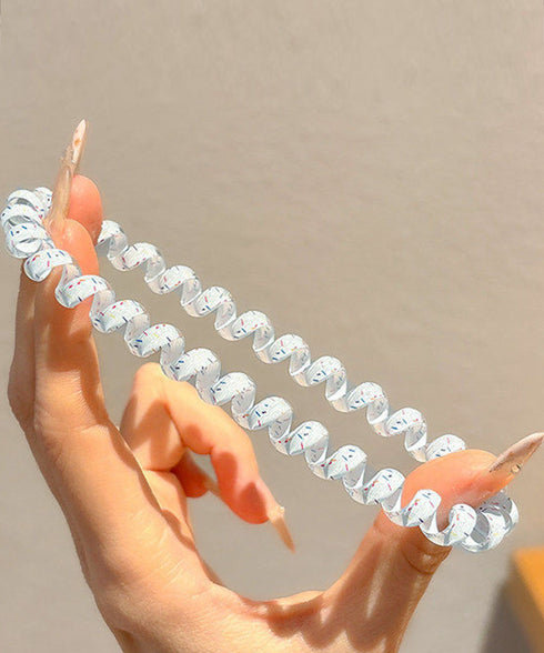 クリアヘアゴム透明感ヘアアクセ4点セット マカロンカラーコイルヘアゴム 大人可愛いスパイラルヘアゴム 跡がつかないスプリングヘアアクセサリー ポニーテール 髪留め 90JIES-002