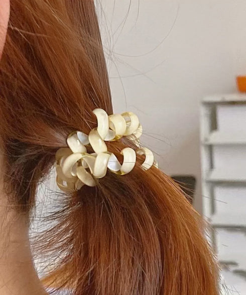 クリアヘアゴム透明感ヘアアクセ4点セット マカロンカラーコイルヘアゴム 大人可愛いスパイラルヘアゴム 跡がつかないスプリングヘアアクセサリー ポニーテール 髪留め 90JIES-002