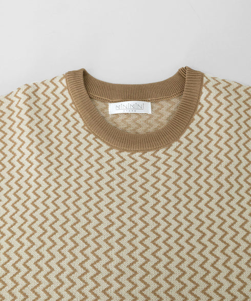 フレンチスリーブサマーニット レディース ノースリーブニットトップス きれいめ 柄ニットTシャツ ゆったり 体型カバー 半袖春夏トップス 丸首 薄手ニットソー韓国 90JINLONG-001