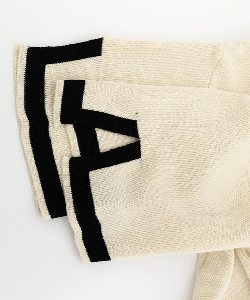 セットアップ 配色スリットニットとパンツ ラウンドネックニット ウエストゴムワイドパンツ オフィスカジュアル服セットアップ 体型カバー半袖2点セット 30代40代 90JINLONG-004