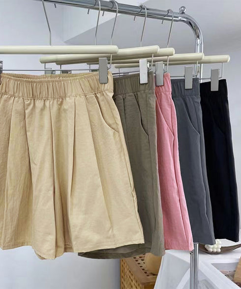 韓国風 ワイドショートパンツ レディース ハイウエスト ショーパン ゆったり 体型カバー 無地ハーフパンツ ウエストゴム 短パンリラックス部屋着 着やせ 半ズボン 90LUANSU-001