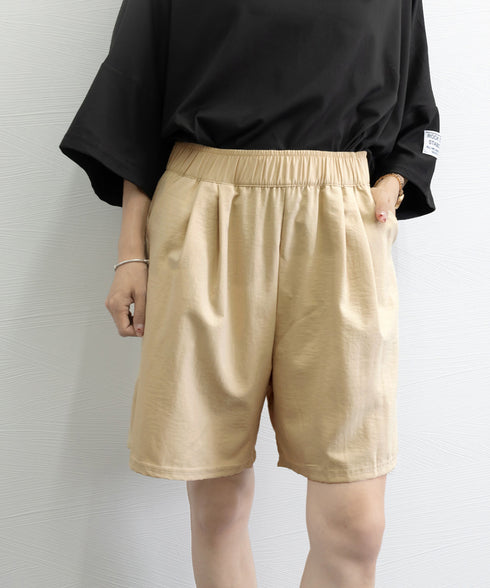 韓国風 ワイドショートパンツ レディース ハイウエスト ショーパン ゆったり 体型カバー 無地ハーフパンツ ウエストゴム 短パンリラックス部屋着 着やせ 半ズボン 90LUANSU-001