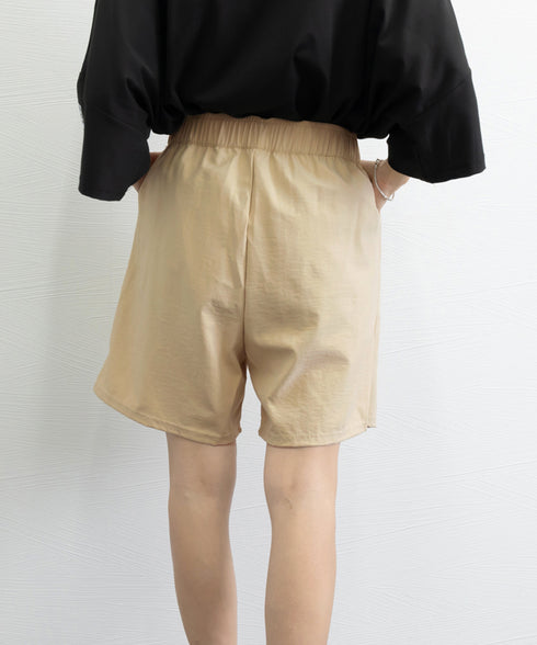 韓国風 ワイドショートパンツ レディース ハイウエスト ショーパン ゆったり 体型カバー 無地ハーフパンツ ウエストゴム 短パンリラックス部屋着 着やせ 半ズボン 90LUANSU-001