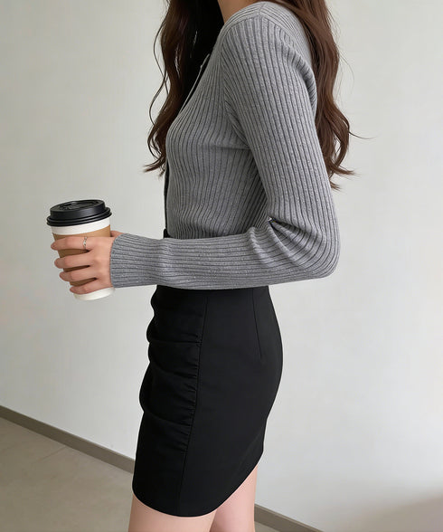 ハイウエストミニスカートインパン付き美脚 脚長見え ミニ丈タイトスカートインナーパンツ付き 韓国風シンプルフェミニンショートスカート きれいめペンシルスカート台形 90MINGQ-001