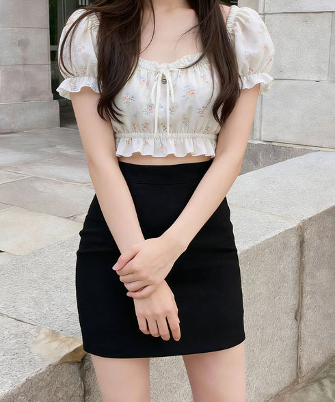 ハイウエストミニスカートインパン付き美脚 脚長見え ミニ丈タイトスカートインナーパンツ付き 韓国風シンプルフェミニンショートスカート きれいめペンシルスカート台形 90MINGQ-001