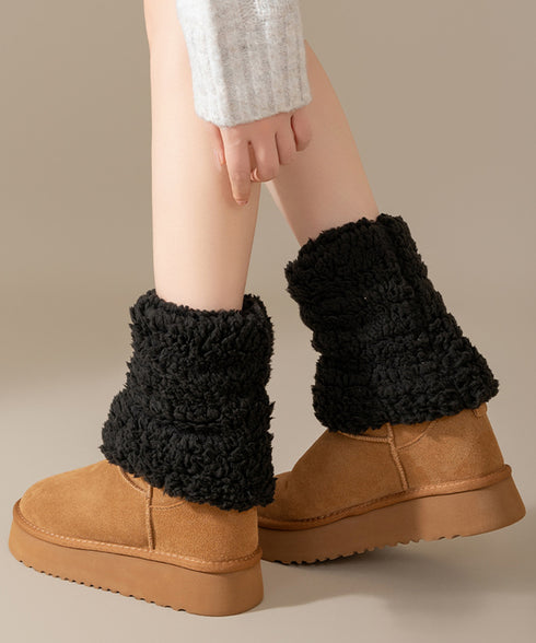 ボアレッグウォーマーもこもこレッグカバー 冷え対策 ショート丈足首ウォーマー 履きやすい 防寒グッズ おしゃれルーズソックス あったか無地室内靴下美脚 大人可愛い 90NUANYI-001