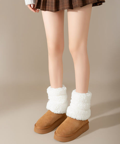 ボアレッグウォーマーもこもこレッグカバー 冷え対策 ショート丈足首ウォーマー 履きやすい 防寒グッズ おしゃれルーズソックス あったか無地室内靴下美脚 大人可愛い 90NUANYI-001