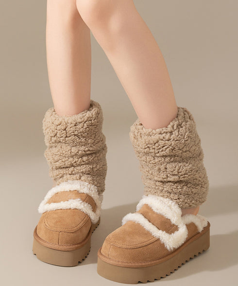 ボアレッグウォーマーもこもこレッグカバー 冷え対策 ショート丈足首ウォーマー 履きやすい 防寒グッズ おしゃれルーズソックス あったか無地室内靴下美脚 大人可愛い 90NUANYI-001