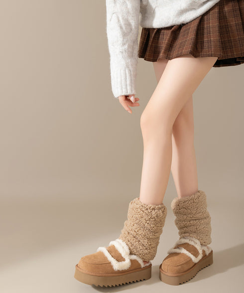 ボアレッグウォーマーもこもこレッグカバー 冷え対策 ショート丈足首ウォーマー 履きやすい 防寒グッズ おしゃれルーズソックス あったか無地室内靴下美脚 大人可愛い 90NUANYI-001