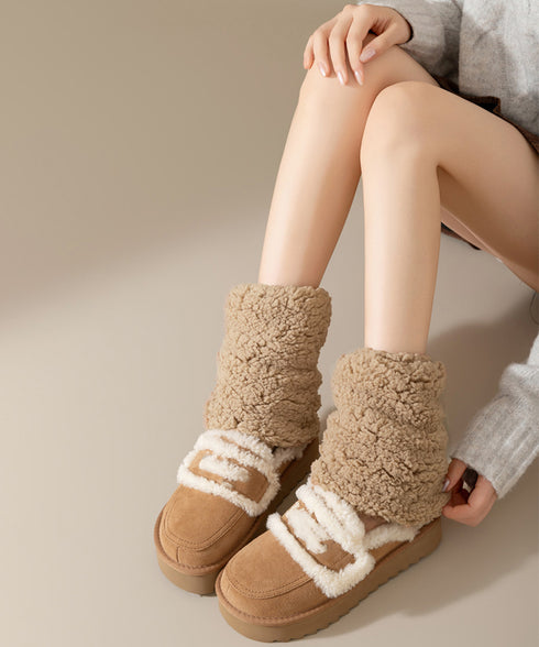 ボアレッグウォーマーもこもこレッグカバー 冷え対策 ショート丈足首ウォーマー 履きやすい 防寒グッズ おしゃれルーズソックス あったか無地室内靴下美脚 大人可愛い 90NUANYI-001