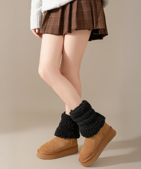 ボアレッグウォーマーもこもこレッグカバー 冷え対策 ショート丈足首ウォーマー 履きやすい 防寒グッズ おしゃれルーズソックス あったか無地室内靴下美脚 大人可愛い 90NUANYI-001