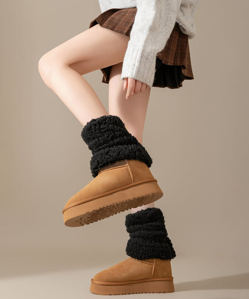 ボアレッグウォーマーもこもこレッグカバー 冷え対策 ショート丈足首ウォーマー 履きやすい 防寒グッズ おしゃれルーズソックス あったか無地室内靴下美脚 大人可愛い 90NUANYI-001