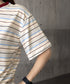 マルチボーダーTシャツ 半袖カットソー夏 レディース 配色プルオーバー クルーネック バイカラー 夏トップス 着やせ おしゃれ カジュアル tシャツ半袖 レトロT 90QIY-001