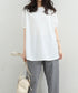 ワッフルTシャツ半袖レディースゆったり夏 大人可愛いワッフルプルオーバー パフスリーブ体型カバートップス カジュアル 裾ラウンドゆるtシャツ 無地カットソー春夏服 90RRT-001