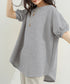 ワッフルTシャツ半袖レディースゆったり夏 大人可愛いワッフルプルオーバー パフスリーブ体型カバートップス カジュアル 裾ラウンドゆるtシャツ 無地カットソー春夏服 90RRT-001