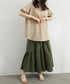 ワッフルTシャツ半袖レディースゆったり夏 大人可愛いワッフルプルオーバー パフスリーブ体型カバートップス カジュアル 裾ラウンドゆるtシャツ 無地カットソー春夏服 90RRT-001