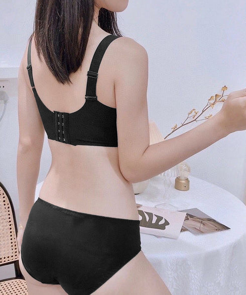 脇高ノンワイヤーレースブラショーツセット セクシーランジェリーセット 美胸レースブラジャー 脇スッキリ チェック柄ブラ 小胸谷間盛れる 大人可愛いショーツ女性下着 90SJZ-001