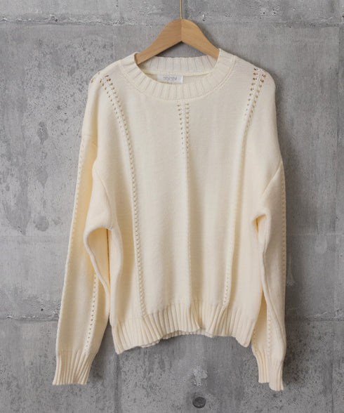 ニットトップス 秋冬クルーネックセーター レディース 透かし編みニットプルオーバー 丸首 大人カジュアルニットウェア 韓国風着やせニット 20代30代おしゃれ秋服 90SXIH-005